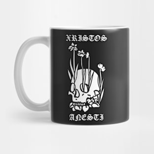 Xristos Anesti Christ is Risen - Skull With Flowers Mug